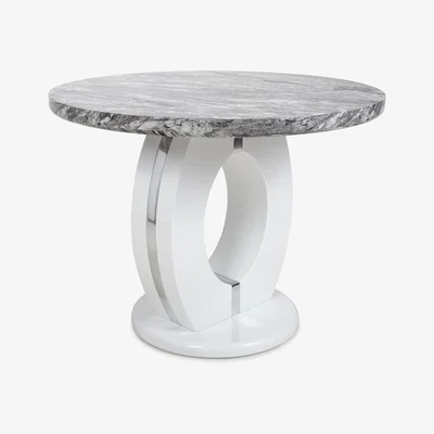 Furniture123 Neptune Round Marble Effect Top Dining Table