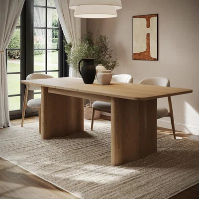 Furniture123 Large Rustic Oak Extendable Dining Table - Seats 6 - 8 - Wave