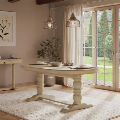 Furniture123 Large Solid Wood Farmhouse Extendable Dining Table - Seats 6 - 12 - Madeline