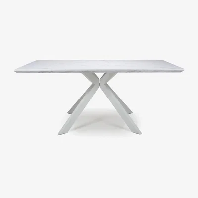 Furniture123 Connect White Faux Marble Top Extendable Dining Table - Thassos 1600-2000mm