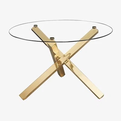 Furniture123 LPD Capri Dining Table Glass Top with Gold Metal Legs