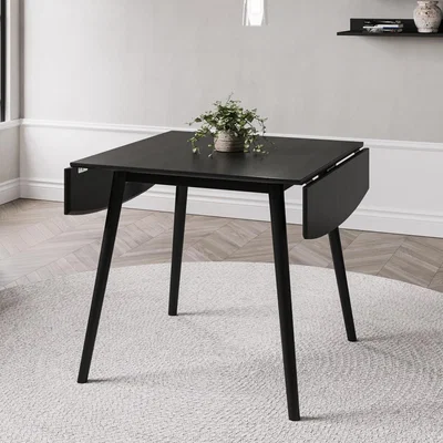Furniture123 Small Black Wooden Drop Leaf Dining Table - Seats 4 - Olsen