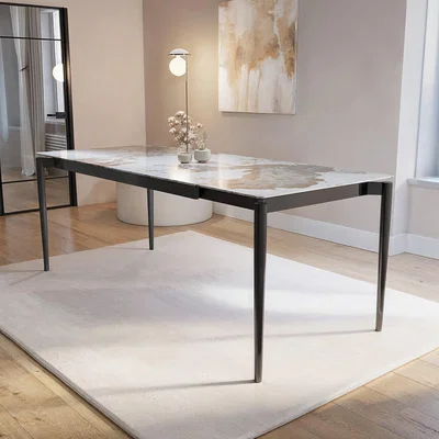Furniture123 Large Marble Ceramic Extendable Rectangular Dining Table - Seats 6 - 8 - Camilla