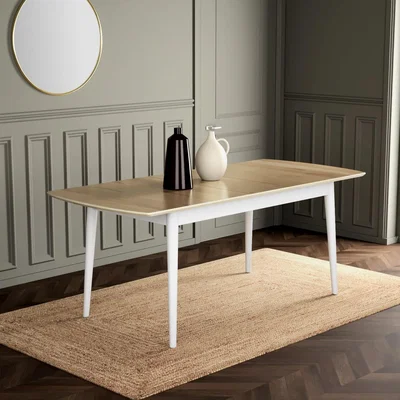 Furniture123 Large Oak and White Extendable Dining Table - Seats 8 - Ola