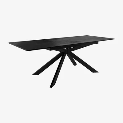 Furniture123 Large Black Oak Extendable Dining Table -Seats 8 - Carson