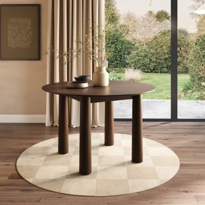 Furniture123 Round Walnut Dining Table with Flared Legs - Seats 4 - Hana