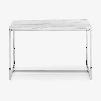Furniture123 White Marble Dining Table with Silver Mirrored Legs - Julian Bowen Scala