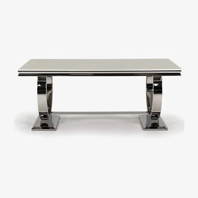 Furniture123 Arianna Rectangle Cream Marble Dining Table 180cm - Vida Living