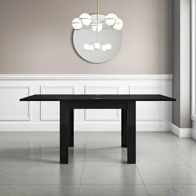 Furniture123 Black High Gloss Dining Table Flip Top - Vivienne