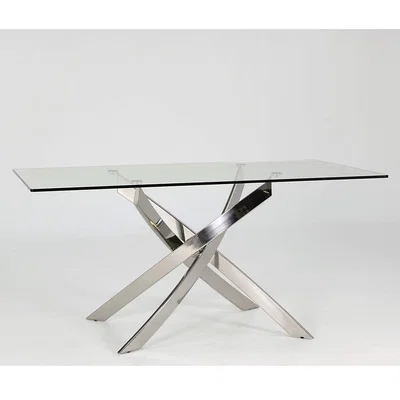 Furniture123 Glass Dining Table with Chrome Base - Seats 6 - Vida Living Kalmar