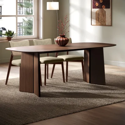 Furniture123 Large Rectangular Walnut Dining Table - Seats 6 - 8 - Rivo