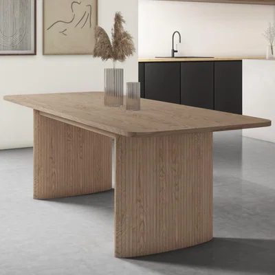 Furniture123 Light Oak Extendable Dining Table - Seats 8 - Jarel