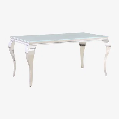 Furniture123 Jade Boutique Mirrored Dining Table with White Glass - Seats 6 - 160cm
