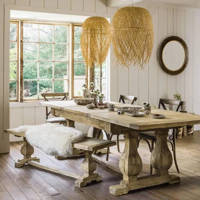Graham & Green Double Column Reclaimed Elm Extendable Table