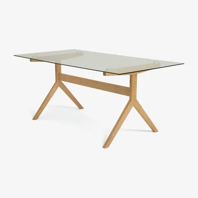 Habitat Habitat Zela Glass 6 Seater Dining Table - Natural