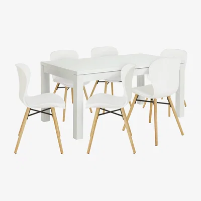 Habitat Habitat Lyssa Extending Dining Table & 6 White Chairs