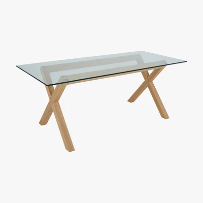 Habitat Dublin 4 Seater Oak And Glass Dining Table, Oak And Glass