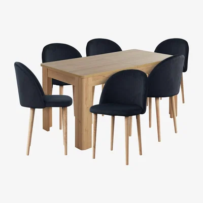 Habitat Habitat Miami Extending Dining Table & 6 Black Chairs