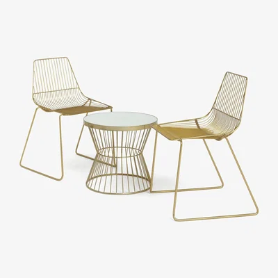 Habitat Habitat Huxley 2 Seater Metal Bistro Set - Brass