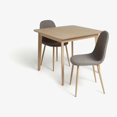 Habitat Habitat Skandi Oak Table and 2 Beni Fabric Chairs