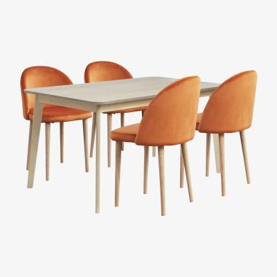 Habitat Habitat Skandi Solid Wood Dining Table & 4 Orange Chairs