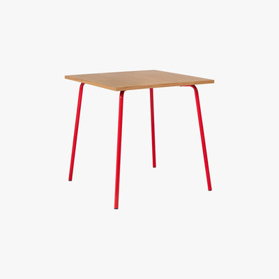 Habitat Habitat Kirby Oak and Red Gloss Metal 4 Seater Dining Table