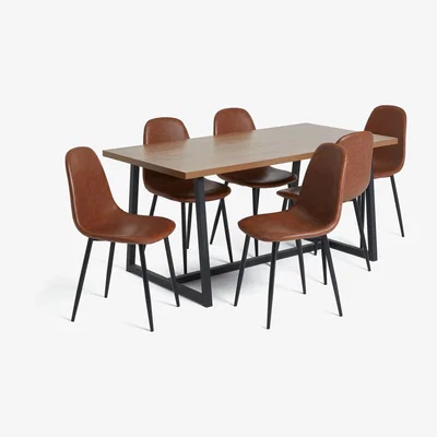 Habitat Habitat Nomad Oak Dining Table and 6 Beni Tan Chairs