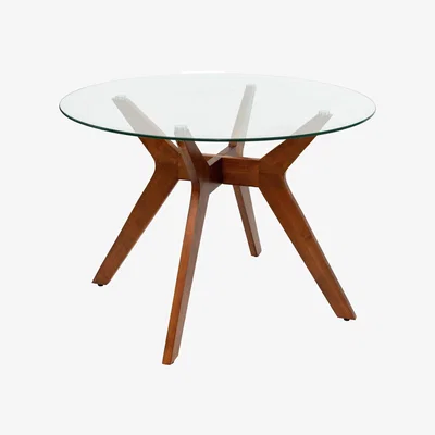 Habitat Habitat Zela Glass 4 Seater Dining Table - Walnut