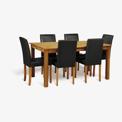Habitat Habitat Ashdon Solid Wood Dining Table & 6 Black Chairs