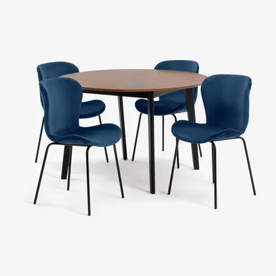 Habitat Habitat Sunny Wood Effect Dining Table & 4 Blue Chairs