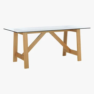 Habitat AMOS 6 seater oak dining table with glass top