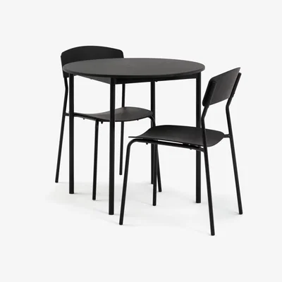 Habitat Habitat Stella Wood Effect Dining Table & 2 Black Chairs