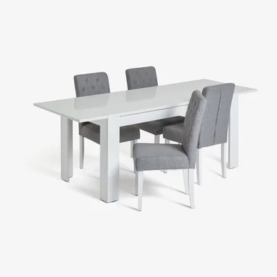 Habitat Habitat Miami Extending Table & 4 Button Chairs - Grey