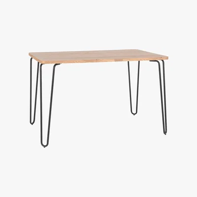 Habitat Tyler Ash And Black Metal 4-6 Seater Dining Table, Ash