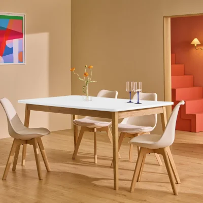 Habitat Habitat Sylas Solid Wood 4 Seater Dining Table - White