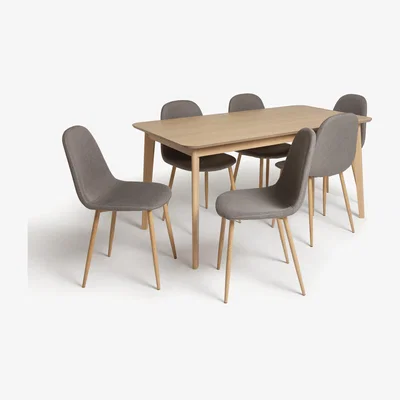 Habitat Habitat Skandi Wood Dining Table and 6 Beni Grey Chairs