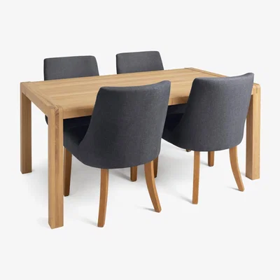 Habitat Habitat Radius Oak Dining Table & 4 Alec Dark Grey Chairs
