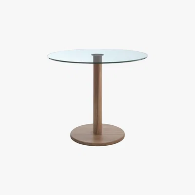 Habitat WOODUMI 2 seat walnut stain and glass round dining table