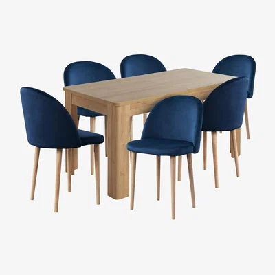 Habitat Habitat Miami Extending Dining Table & 6 Navy Chairs