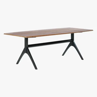 Habitat OREGAN 10 seat walnut and black curved dining table