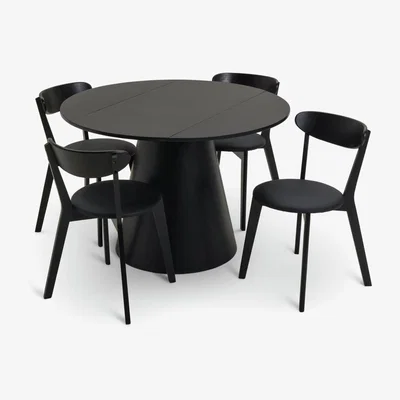 Habitat Habitat Iver Dining Table & 4 Sophie Black Chairs
