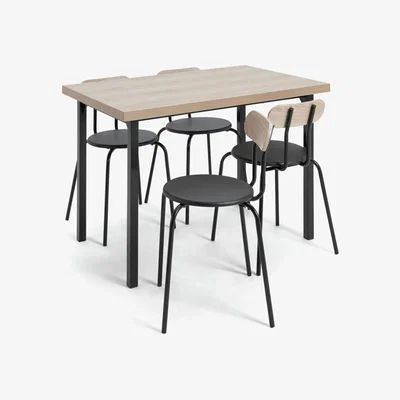 Habitat Habitat Zayn Wood Effect Dining Table & 4 Black Chairs