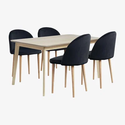 Habitat Habitat Skandi Solid Wood Dining Table & 4 Black Chairs