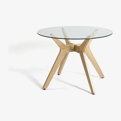 Habitat Habitat Zela Glass 4 Seater Dining Table - Natural