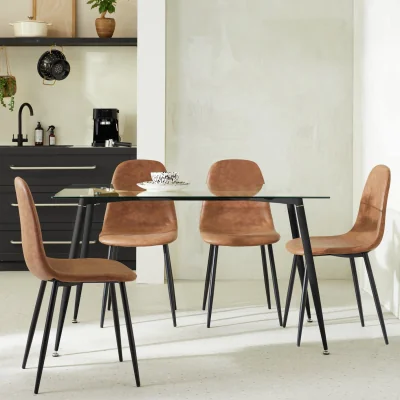 Habitat Habitat Beni Glass 4 Seater Dining Table - Black