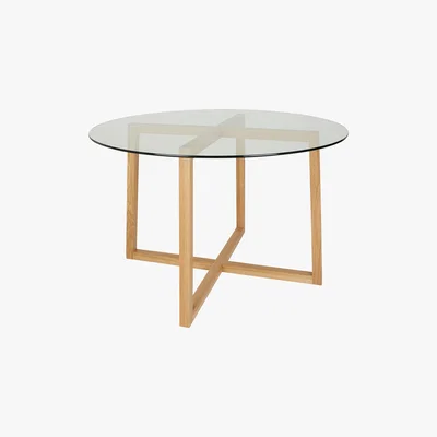 Habitat Dublin Round 4 Seater Oak And Glass Dining Table, Oak And Glass