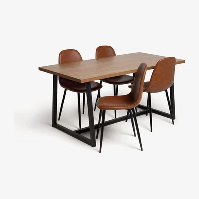 Habitat Habitat Nomad Wood Dining Table & 4 Beni Tan Chairs