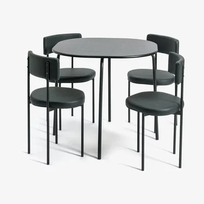 Habitat Habitat Jayla Wood Effect Dining Table & 4 Black Chairs