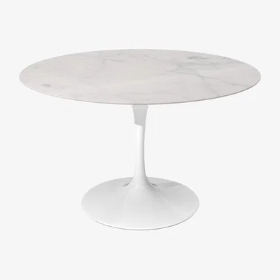 Heal's Knoll Saarinen Dining Table with White Base in Statuarietto 120cm