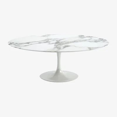 Heal's Knoll Saarinen Dining Table with White Base in Arabescato 198cm